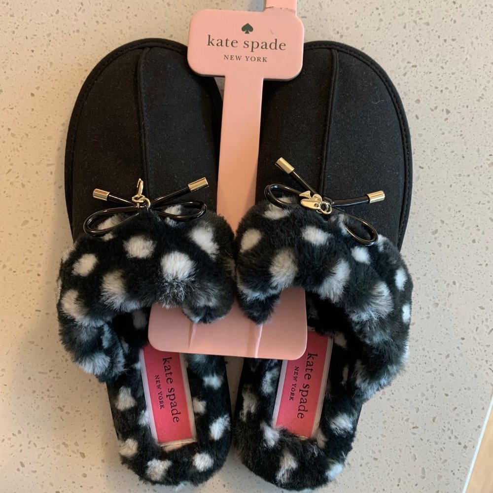 Kate Spade Lacey Slipper Black / White Dot Size 9 NEW